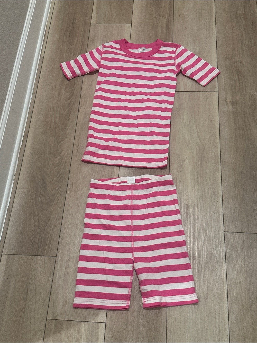 Hanna Andersson Pink and White Striped Kids Girls Pajama Set Size 14 US 160 cm
